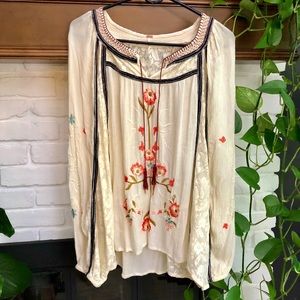 FREE PEOPLE Embroidered Peasant Top